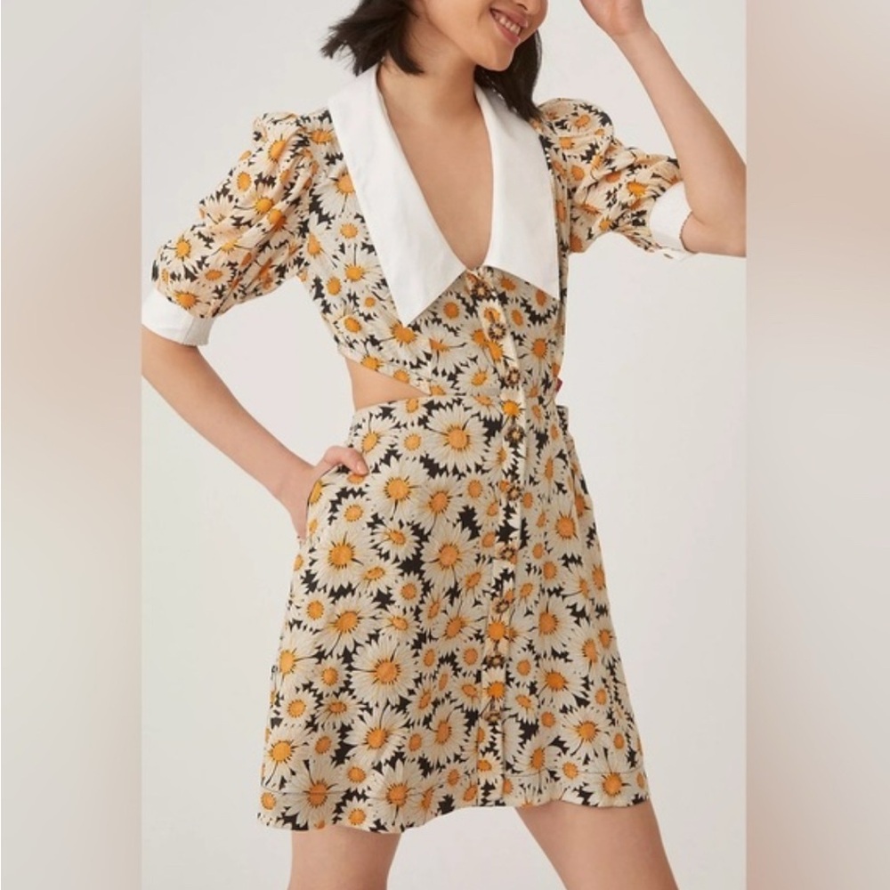 Maeve Floral Midi Dress with White Collar